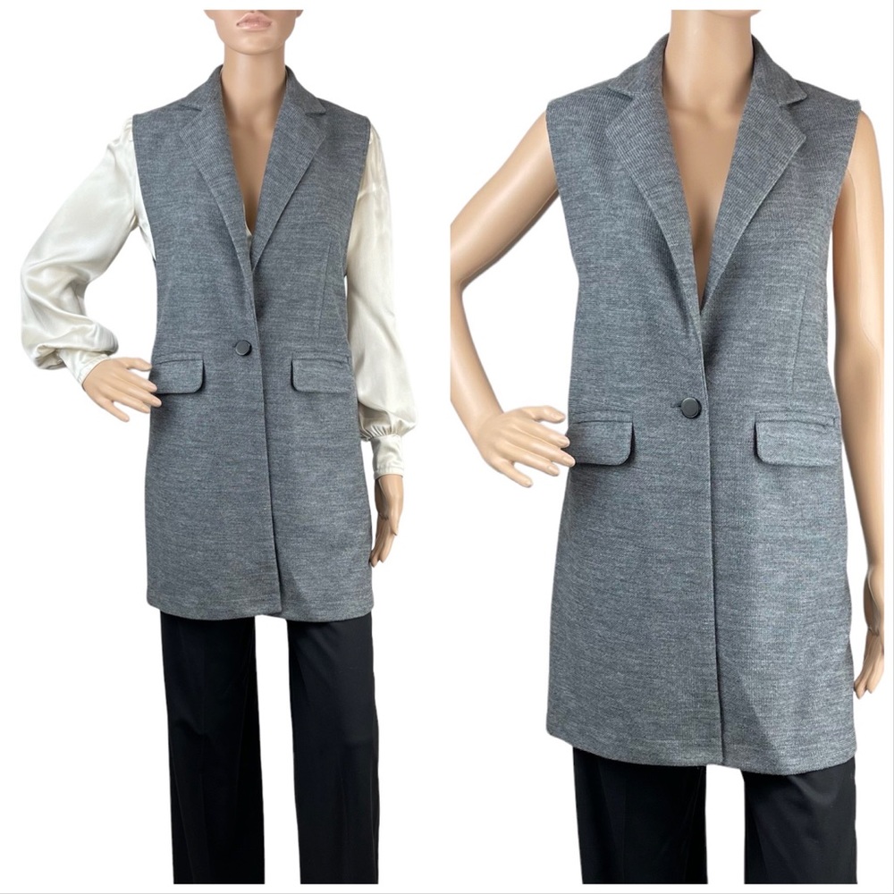 Joseph Ribkoff Gray Long Vest Small Medium